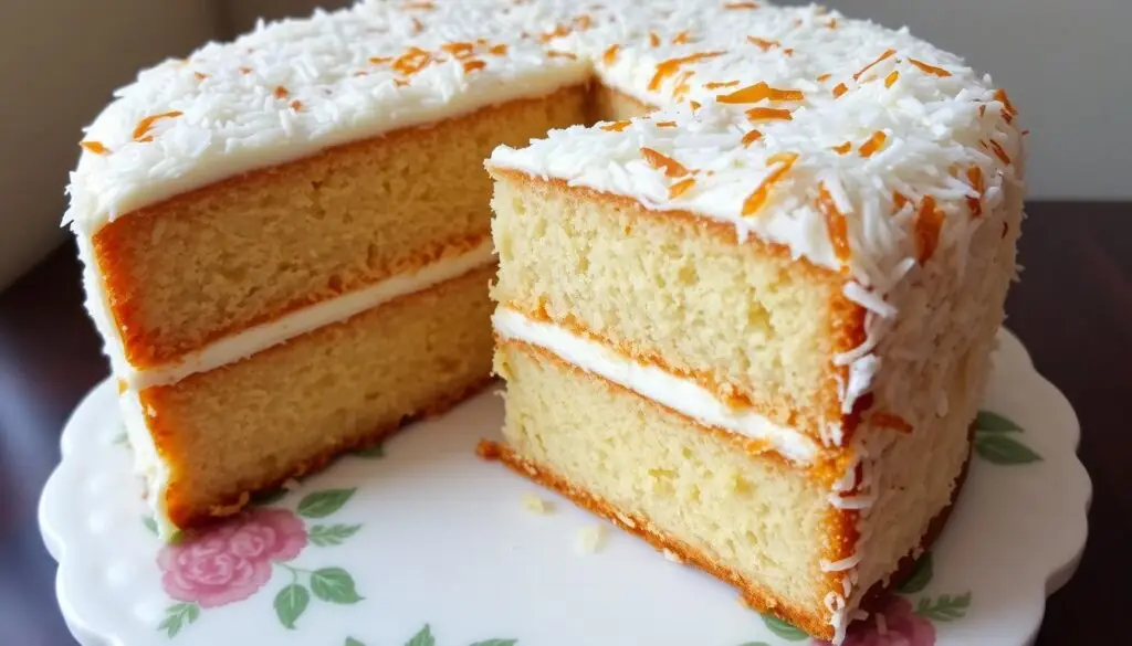 Gotowe ciasto Łabędzi Puch z charakterystyczną kokosową posypką