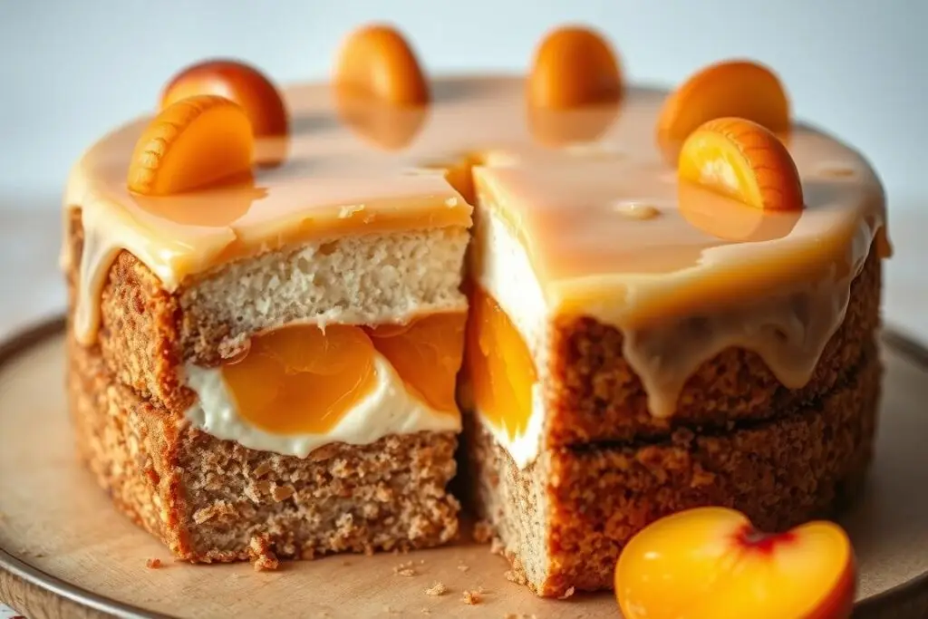 Gotowe ciasto kora dębu siostry Anastazji z przekrojem pokazującym wszystkie warstwy