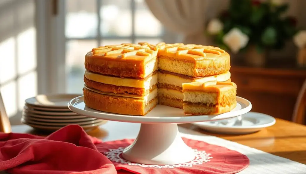 Gotowe ciasto niebo w gębie siostry Anastazji na stole