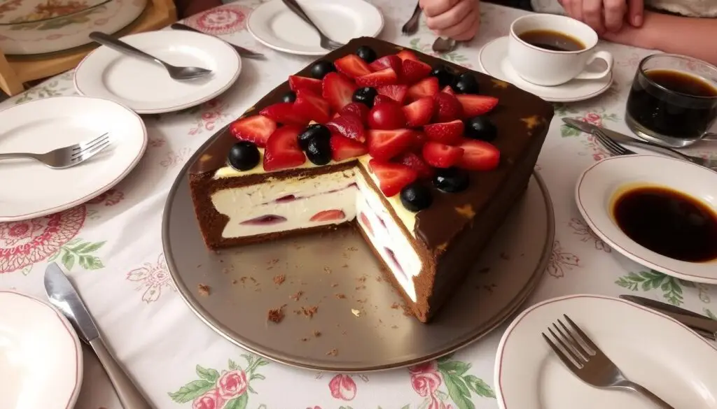 Gotowe ciasto z masą jogurtową siostry Anastazji na stole