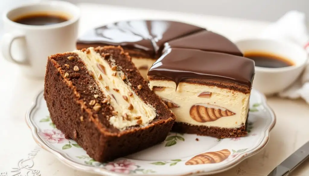 Gotowy placek z rogalikami 7 days podany na talerzu