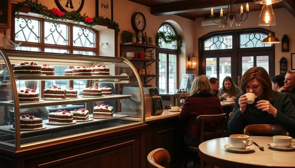 Kawiarnia serwująca ciasto Czarny Las według przepisu Siostry Anastazji