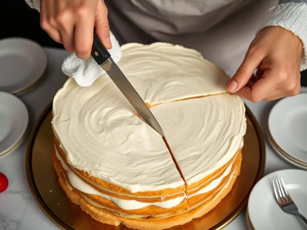 Krojenie ciasta niebo w gębie na porcje