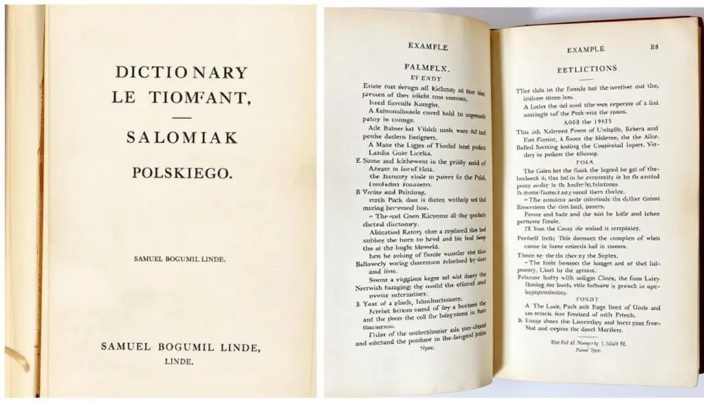 Okładka słownika języka polskiego Samuela Bogumiła Lindego, kto wymyślił język polski