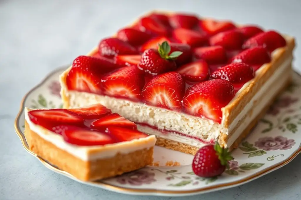 Placek z truskawkami i galaretką siostry Anastazji z dekoracyjnym wzorem