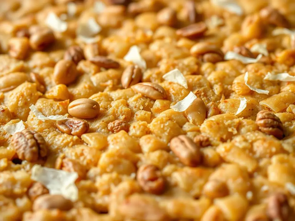 Porady dotyczące przygotowania ciasta kora dębu - zbliżenie na teksturę idealnie upieczonego blatu