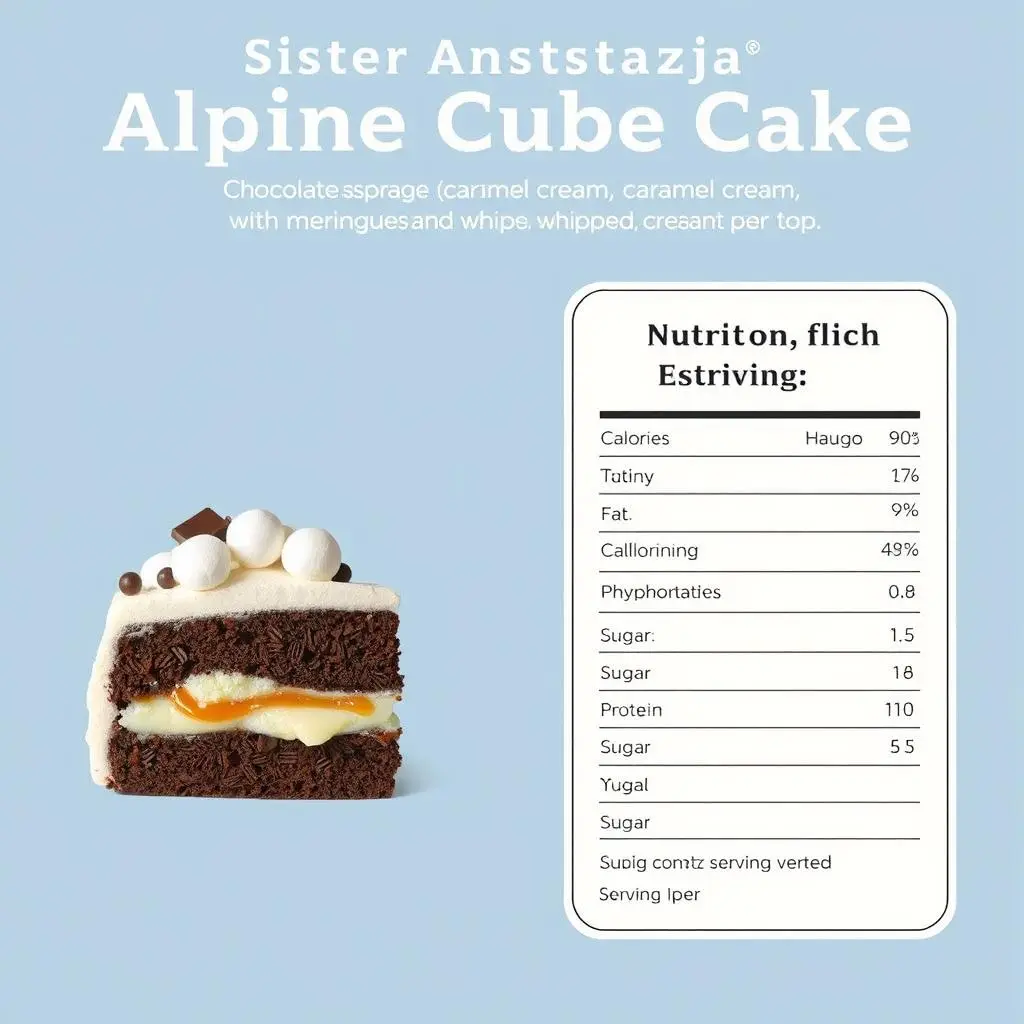 Porcja ciasta kostka alpejska siostry anastazji z informacją o wartościach odżywczych