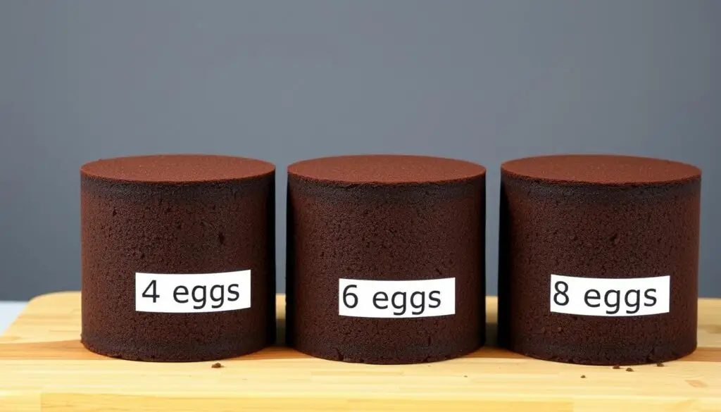 Porównanie trzech wariantów biszkoptu ciemnego - z 4, 6 i 8 jaj