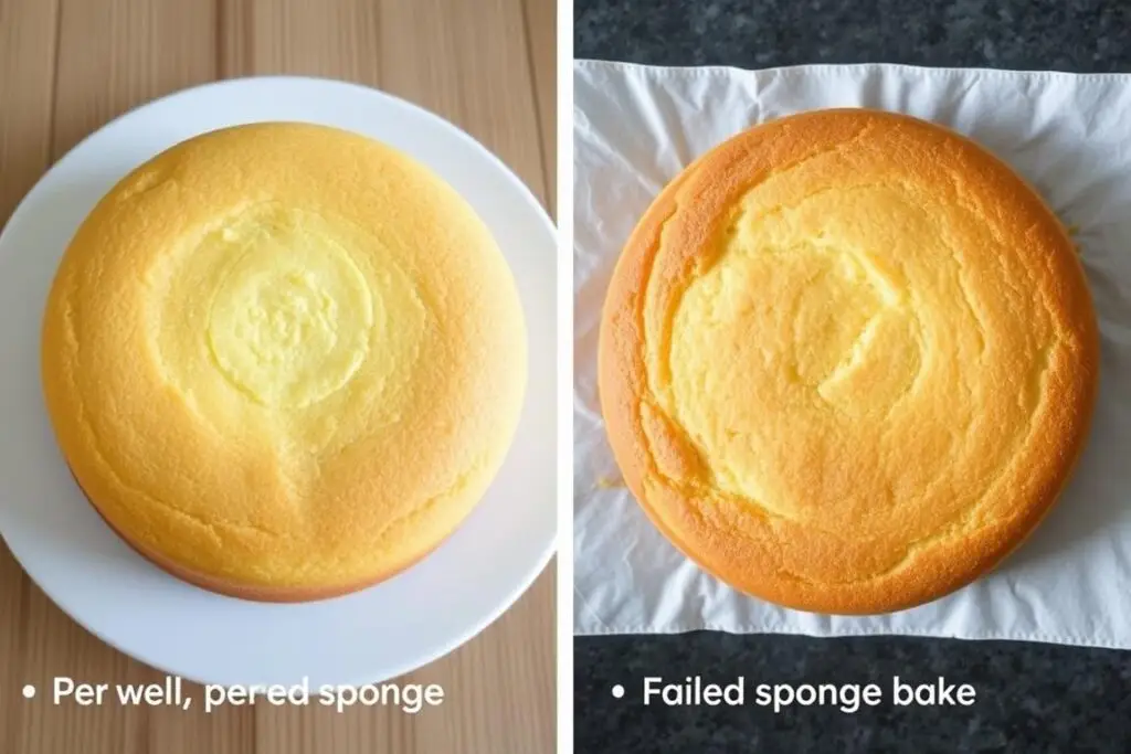 Porównanie udanego i nieudanego biszkoptu do ciasta Łabędzi Puch