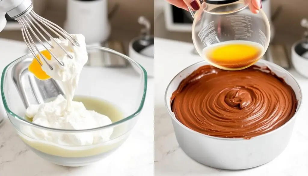 Proces przygotowania biszkoptu kakaowego do ciasta z ptasim mleczkiem Proces przygotowania biszkoptu kakaowego do ciasta z ptasim mleczkiem