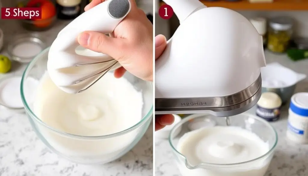 Proces przygotowania ciasta Oczy Carycy - mieszanie składników na ciasto jasne