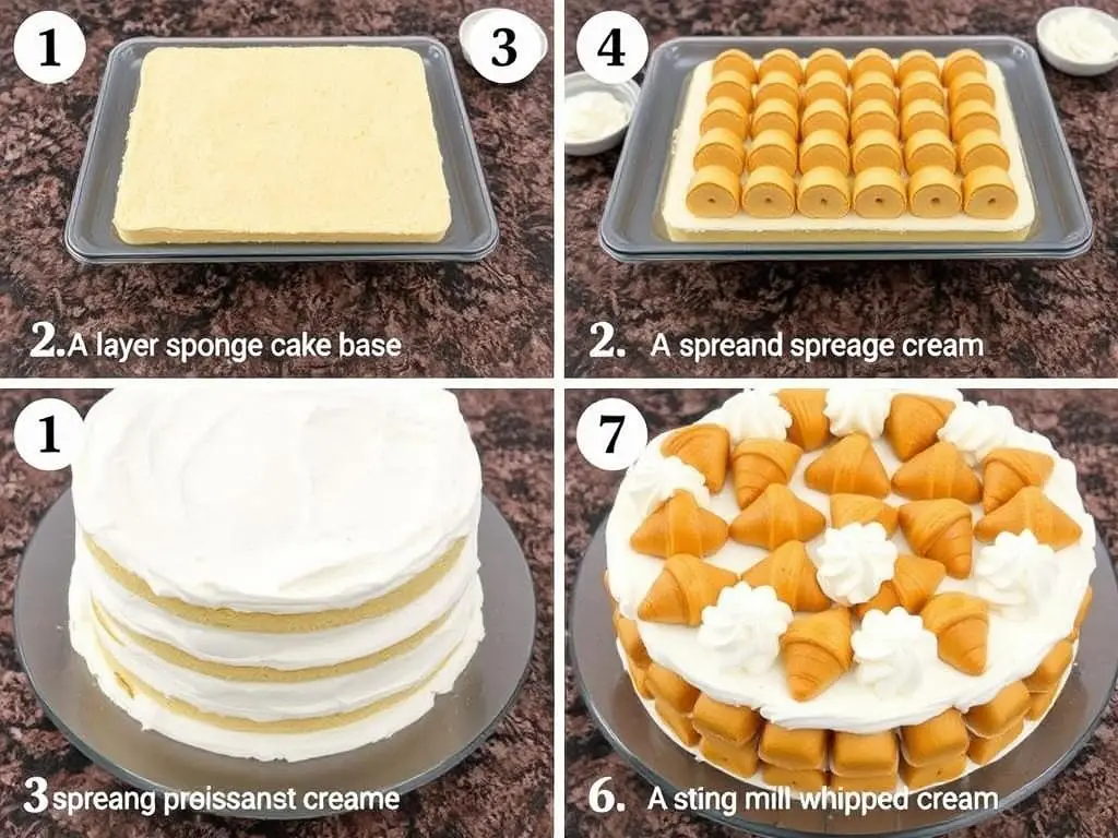 Proces składania placka z rogalikami 7 days - układanie warstw