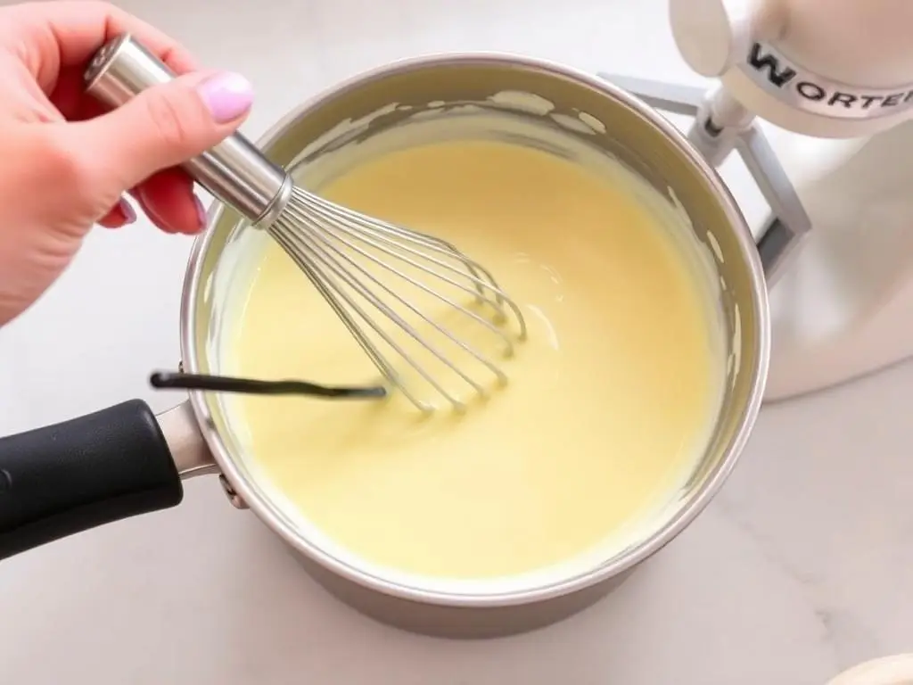 Przygotowanie kremu budyniowego do ciasta niebo w gębie