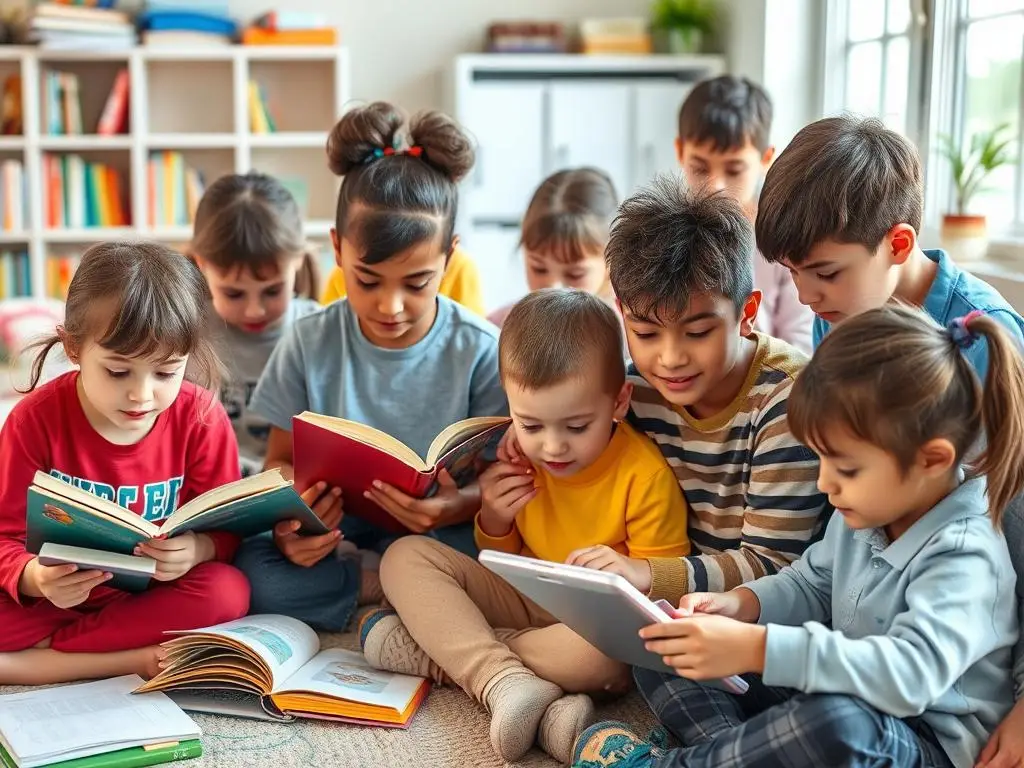 Różnorodna grupa dzieci uczących się w ramach edukacji domowej