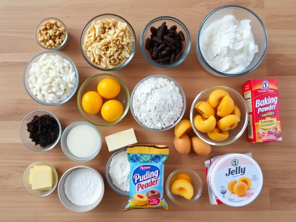 Składniki do ciasta kora dębu siostry Anastazji ułożone na drewnianym blacie