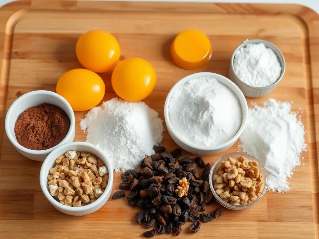 Składniki na biszkopt bakaliowy do ciasta z ptasim mleczkiem siostry Anastazji Składniki na biszkopt bakaliowy do ciasta z ptasim mleczkiem siostry Anastazji