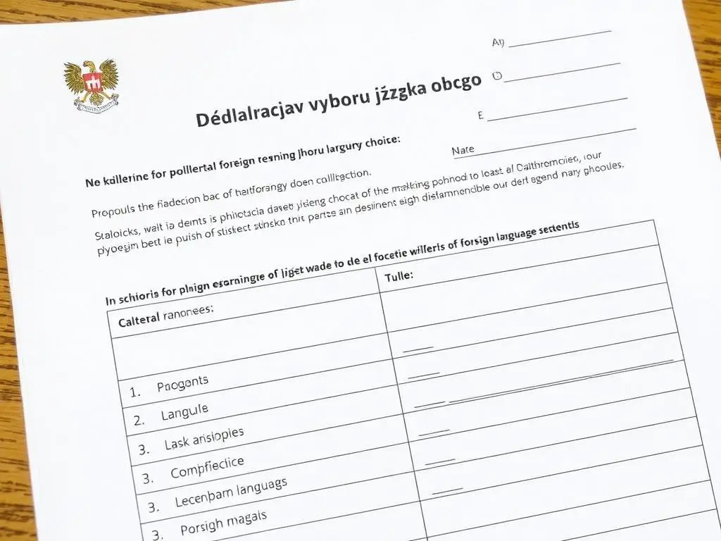Formularz deklaracji wyboru języka obcego nowożytnego