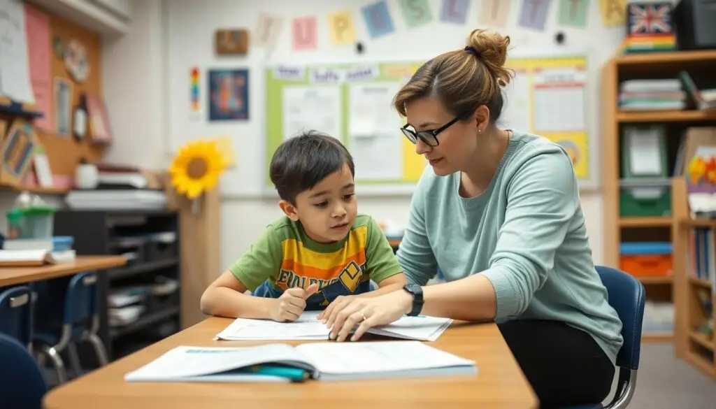 Uczeń z orzeczeniem podczas zajęć z pedagogiem specjalnym