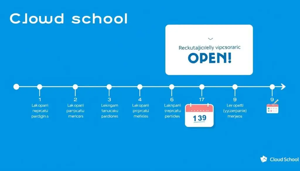Kalendarz z zaznaczonymi terminami rekrutacji do szkoły w chmurze