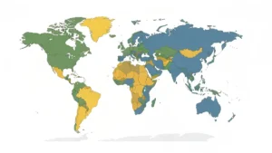 Mapa stref klimatycznych Ziemi z podziałem na strefy równikową, zwrotnikową, umiarkowaną i polarną