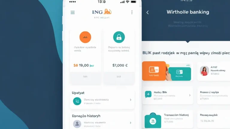 Ekran aplikacji ING Mobile z głównym menu i opcjami przelewów