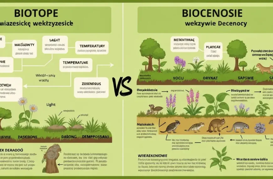 Diagram porównawczy biotopy i biocenozę - warunki fizyczne versus organizmy żywe