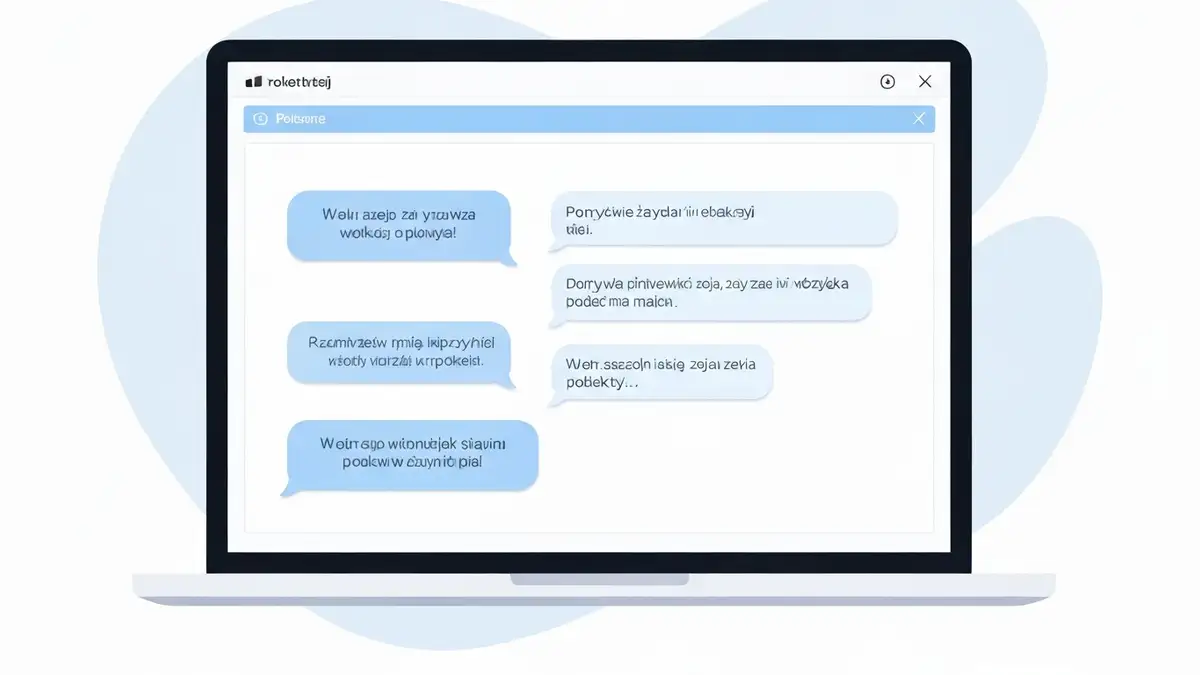 Ekran komputera z otwartym interfejsem ChatGPT i polskim tekstem w oknie czatu