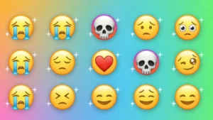 Popularne emotki na TikToku - gwiazdy, smutna twarz, czaszka i inne symbole