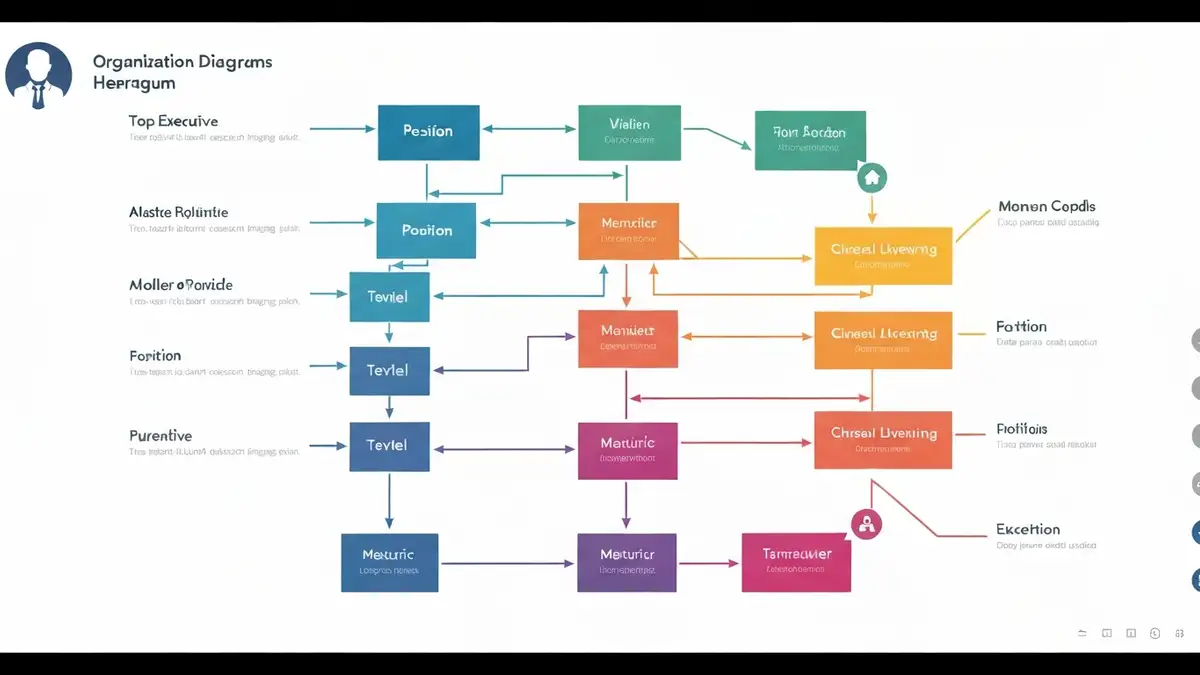 Przykład diagramu SmartArt w PowerPoint z kolorowymi elementami hierarchii organizacyjnej