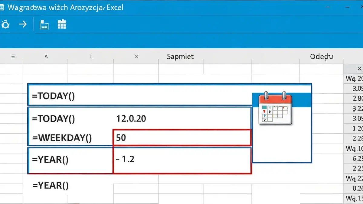 Funkcje daty i czasu w Excelu - DZIŚ, DZIEŃ.TYG, ROK w arkuszu kalkulacyjnym