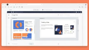 Interfejs Google Slides z otwartą prezentacją i panelem edycji slajdów
