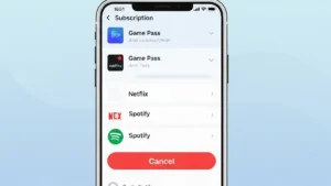 Ekran iPhone z listą aktywnych subskrypcji w App Store - anulowanie subskrypcji krok po kroku
