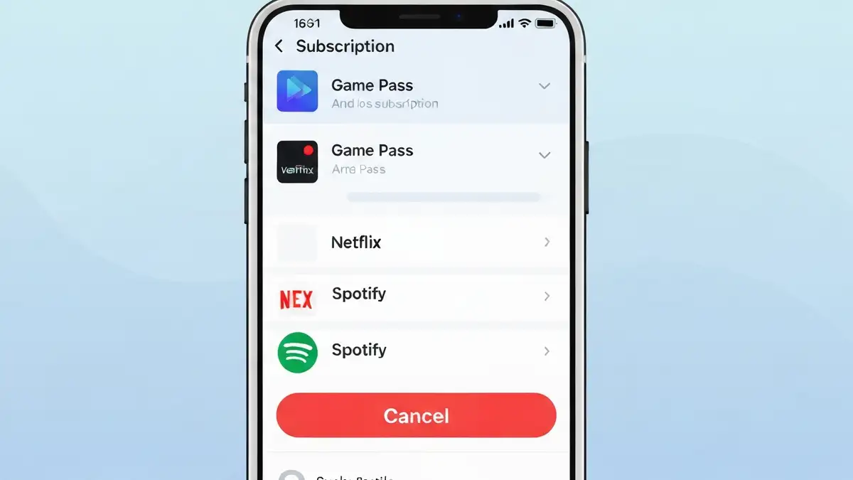 Ekran iPhone z listą aktywnych subskrypcji w App Store - anulowanie subskrypcji krok po kroku