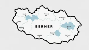 Schemat mapy geograficznej z zaznaczoną skalą, legendą i różą wiatrów dla uczniów szkoły podstawowej