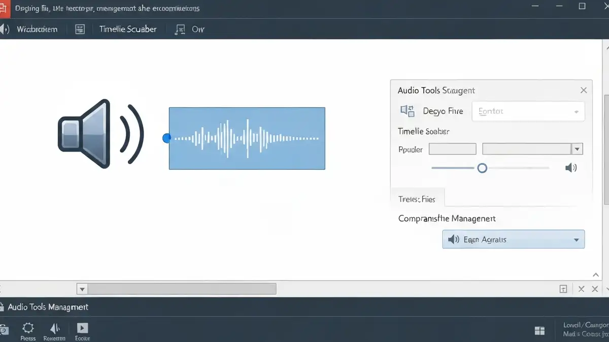 Ekran PowerPoint z wstawionym dźwiękiem na slajdzie - ikona głośnika i panel Narzędziami audio