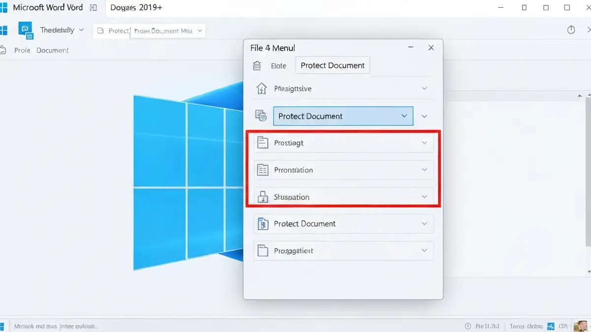 Interfejs Microsoft Word z zaznaczonym przyciskiem Chroń dokument w sekcji Informacje