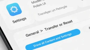 iPhone pokazujący ekran Ustawienia z opcją Resetuj
