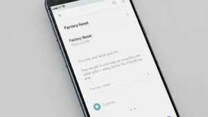 Ekran menu opcji resetowania Samsung z przyciskami do ustawień fabrycznych