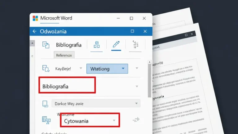 Wstążka Microsoft Word z zaznaczonym przyciskiem Bibliografia w zakładce Odwołania