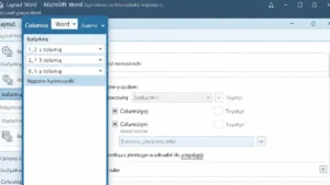 Przykład dokumentu Word z tekstem podzielonym na trzy kolumny w menu Layout