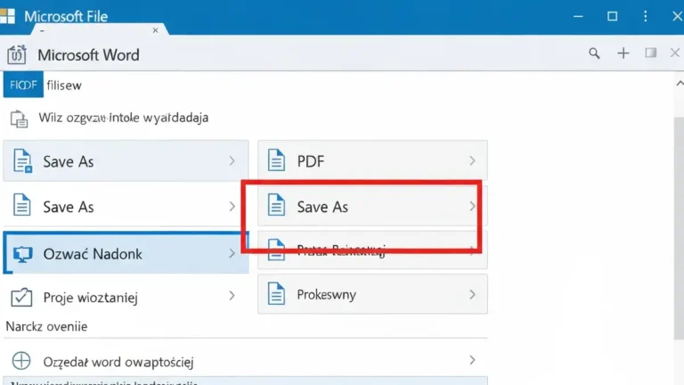 Przycisk Save As w Microsoft Word obok ikony formatu PDF