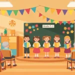 Uczniowie klas 1-3 recytuja wiersze babciom i dziadkom podczas uroczystosci szkolnej