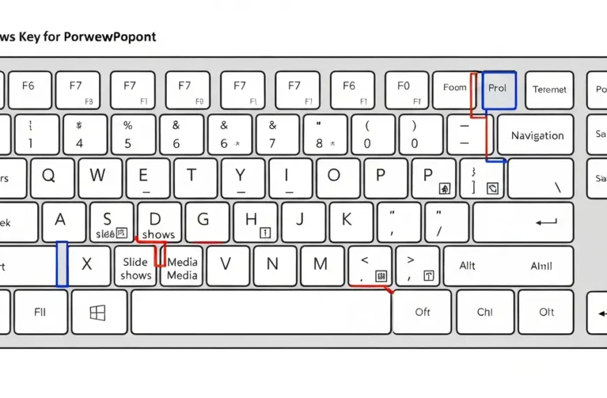 Klawiatura z podświetlonymi skrótami klawiszowymi do PowerPoint