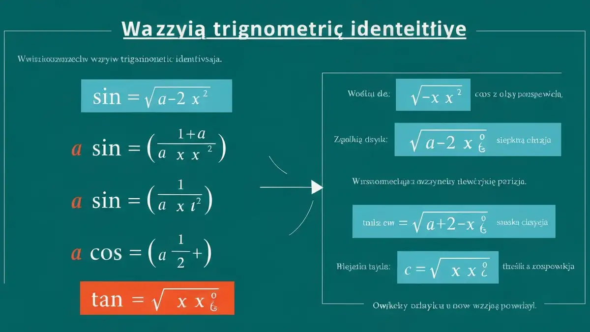 Tablica z najważniejszymi tożsamościami trygonometrycznymi dla uczniów