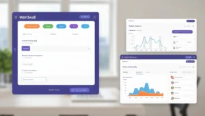 Interfejs Wordwall z przykładem interaktywnego quizu i kart pracy dla uczniów